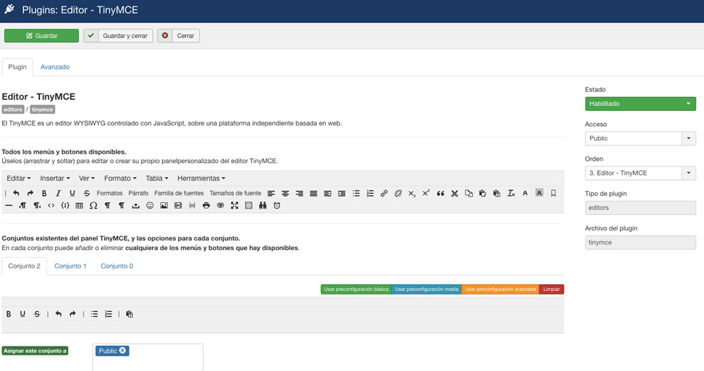 Configurando Editor TinyMCE Configurando Editor TinyMCE